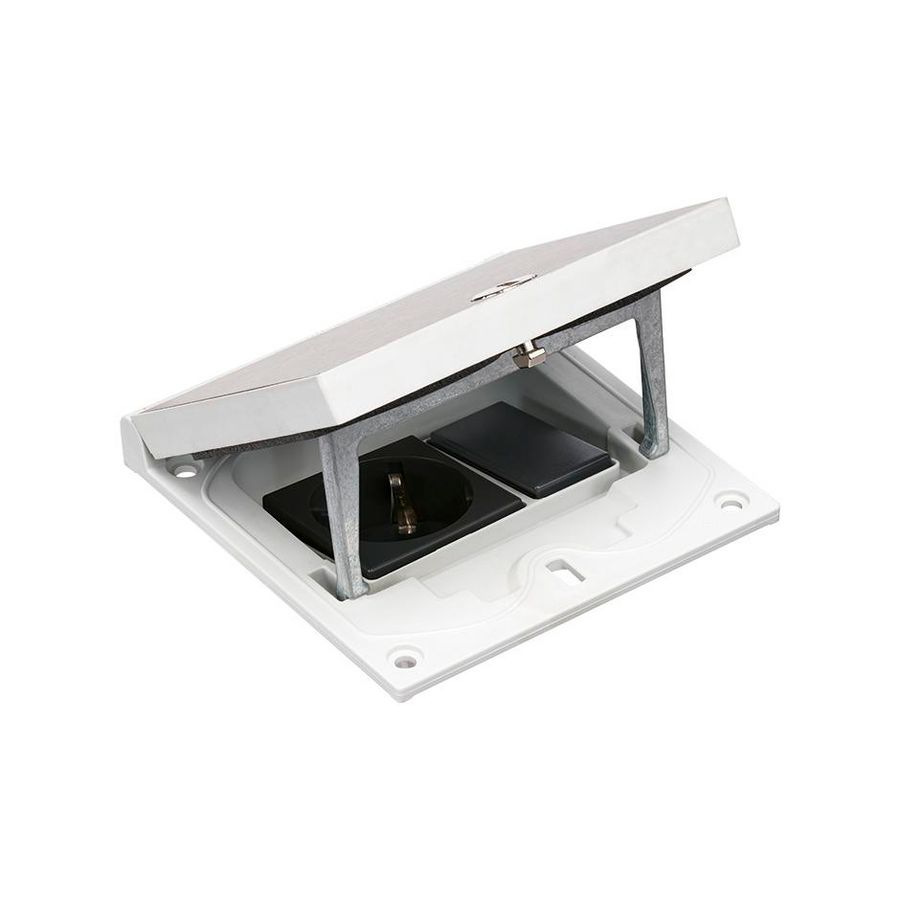 Deksel vloerdoos RVS 1x contactdoos en 1x 22,5x45mm K45 IP66