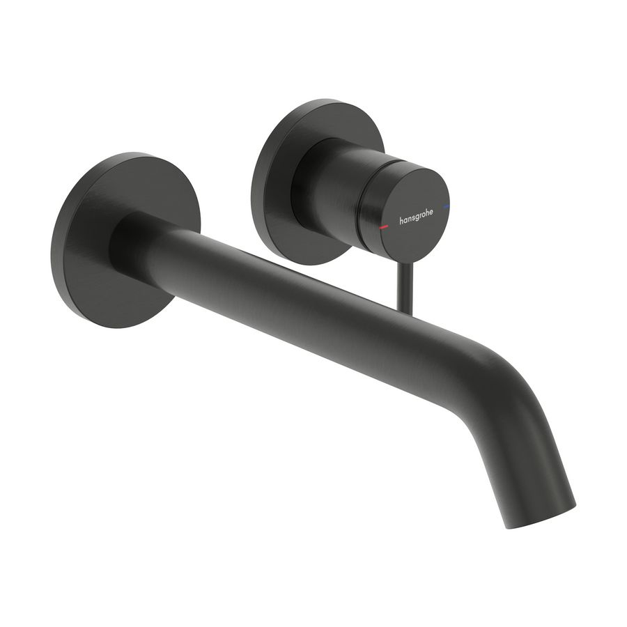 Tecturis S afbouwdeel 1-hendel wastafelkraan inbouw Wandgemonteerde EcoSmart+ met uitloop 225cm Brushed Black Chrome