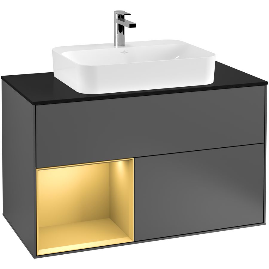 Wastafelonderkast Finion 1000x603x501mm Antr. Matt Lacquer F362HFGK