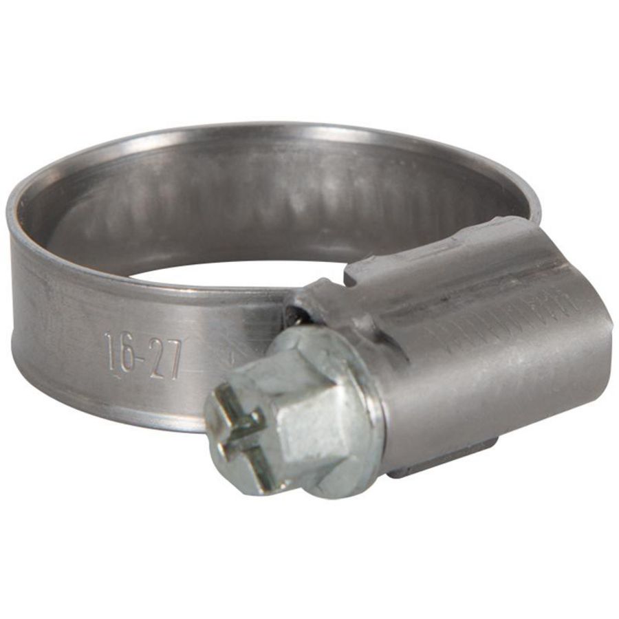 Wormslangklem Ø16-27mm breedte 9mm rvs/gegalv.staal