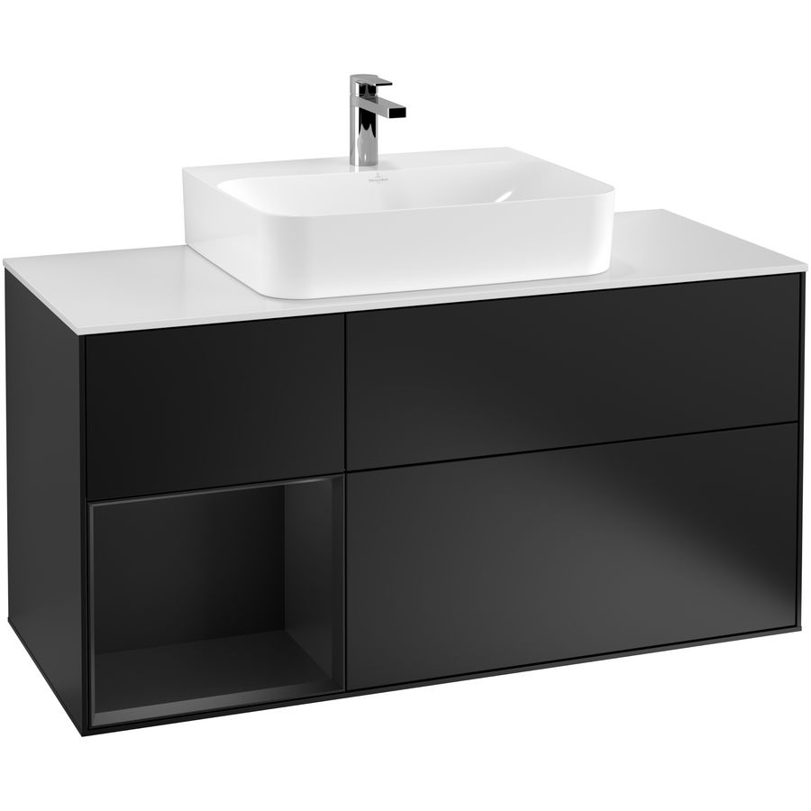 Wastafelonderkast Finion 1200x603x501mm Black Matt Lacquer G161PDPD