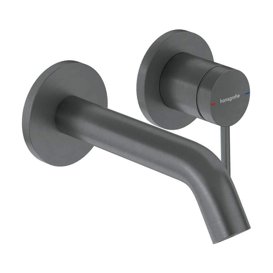 Tecturis S afbouwdeel 1-hendel wastafelkraan inbouw Wandgemonteerde EcoSmart+ met uitloop 165cm Brushed Black Chrome