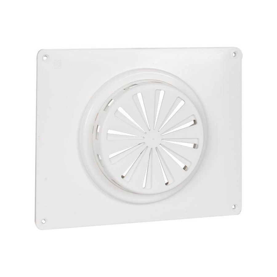 Verstelbaar ventilatierooster kunststof+grondplaat wit