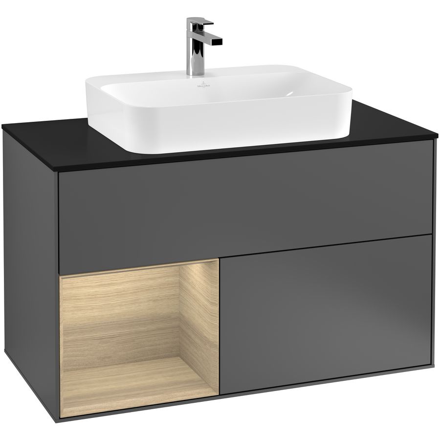 Wastafelonderkast Finion 1000x603x501mm Antr. Matt Lacquer F362PCGK