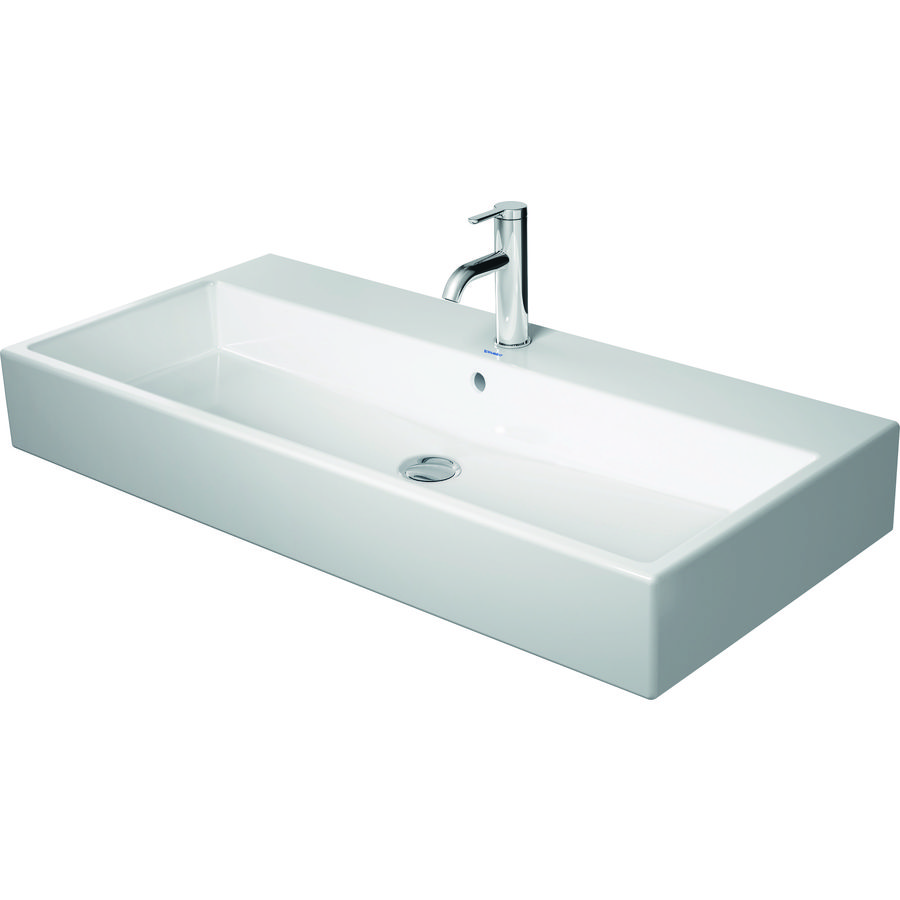 VERO AIR #235010 wastafel 1000mm wit met kraangat met overloop geslepen onderzijde