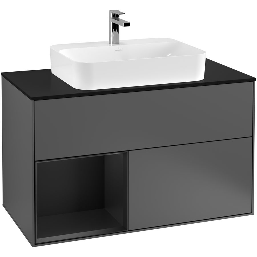 Wastafelonderkast Finion 1000x603x501mm Antr. Matt Lacquer F362PDGK