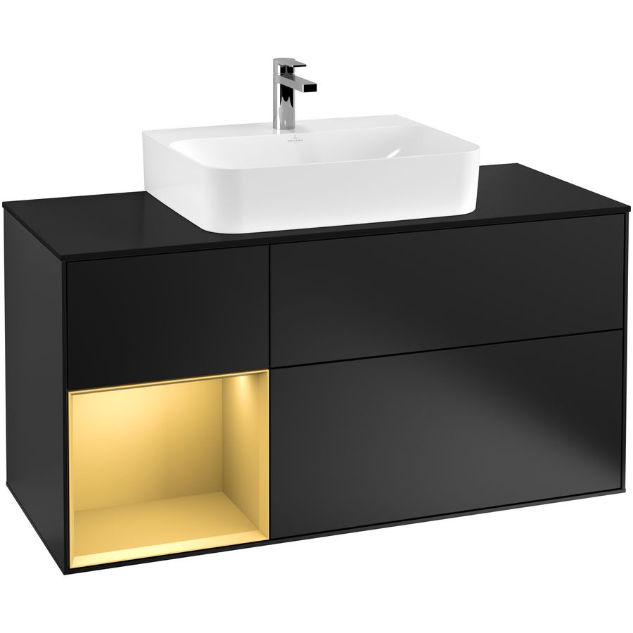 Wastafelonderkast Finion 1200x603x501mm Black Matt Lacquer G162HFPD