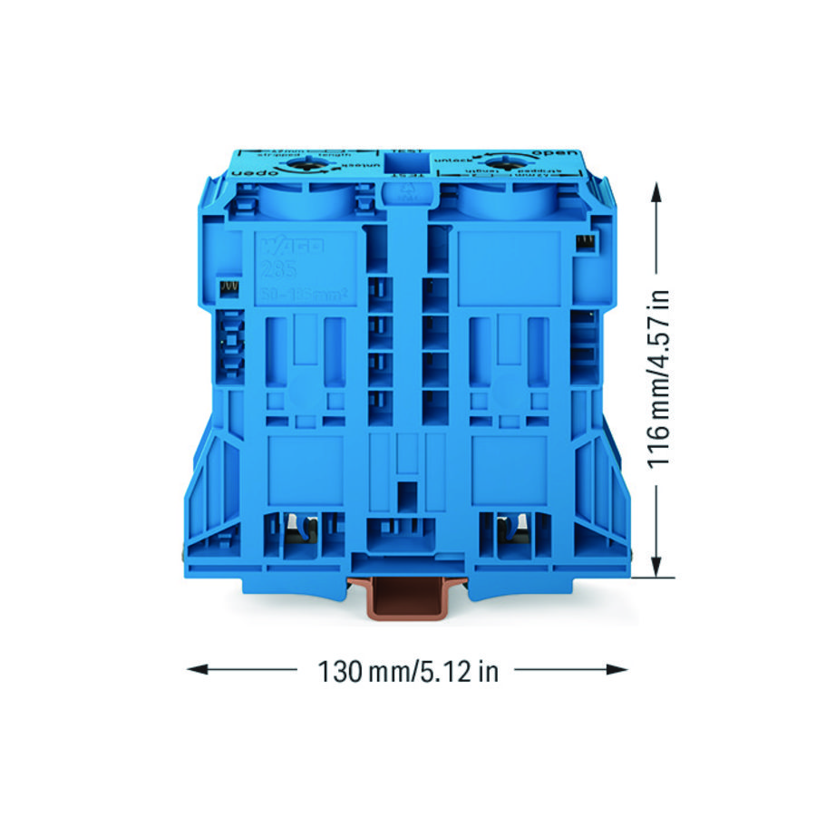 2-draads rijgklem 185mm² markeringsh. zijkant 285-1184 VVE=5