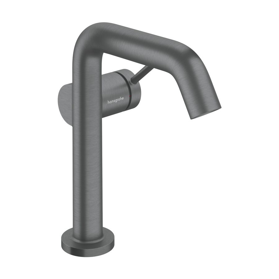 Tecturis S 1-hendel wastafelkraan 150 Fine CoolStart EcoSmart+ met open-duwset voor de afvoer Brushed Black Chrome
