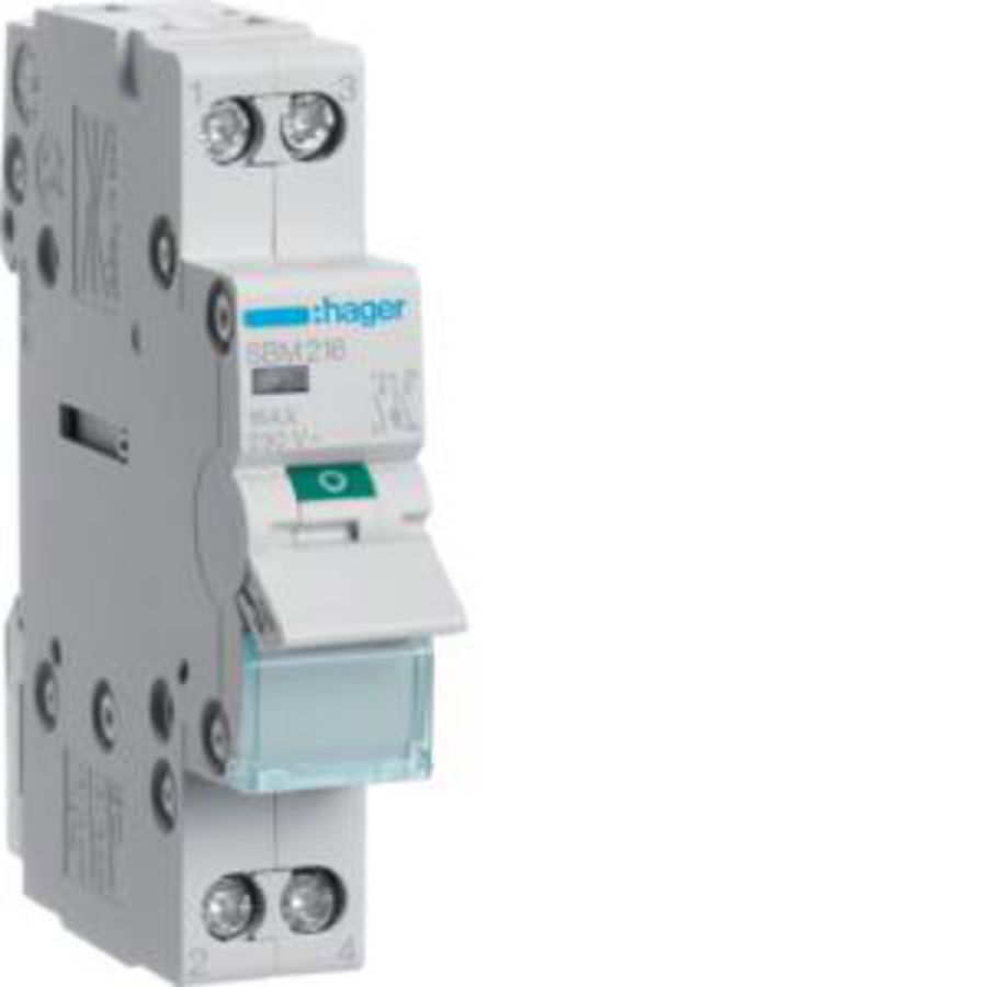 Modulaire lastscheider 2P 16A indicatielamp aansl boven+