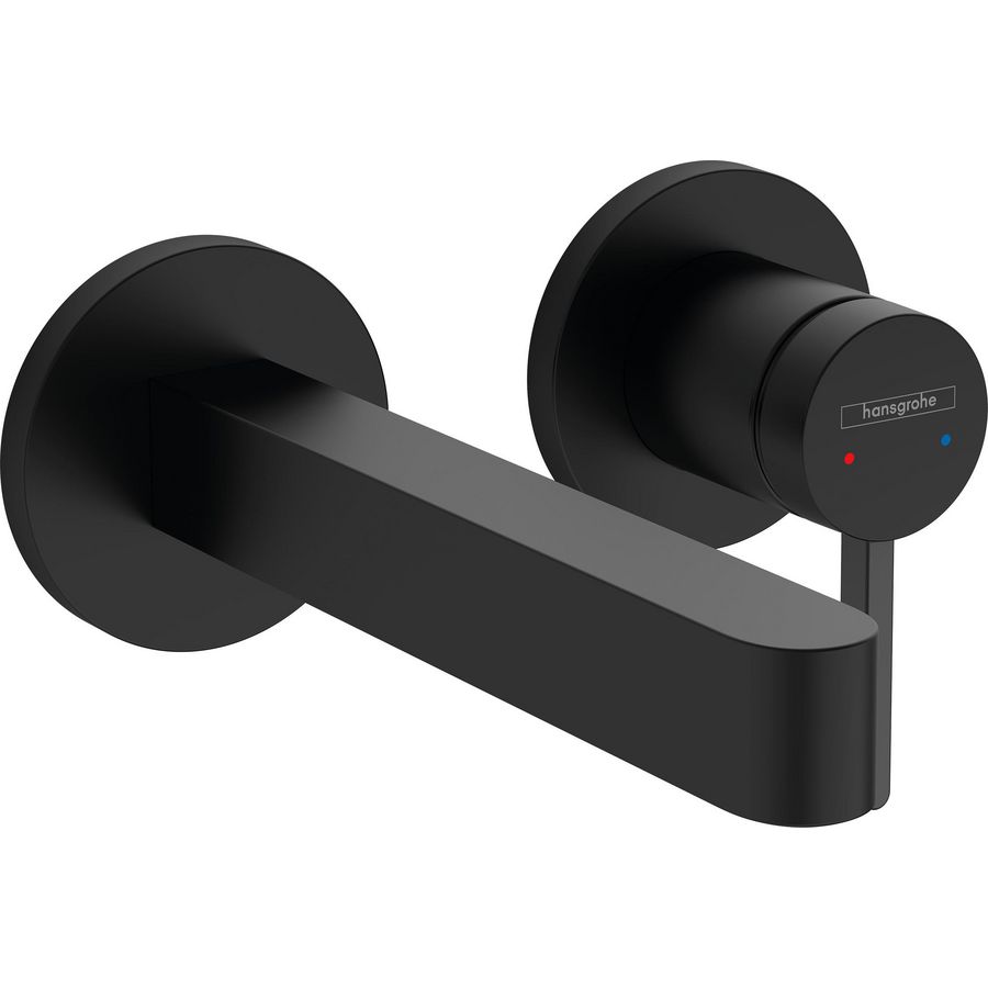 Afbouwdeel Finoris 2-gats wandmengkraan mat zwart sprong 169mm incl. push-open plug 1.1/4"