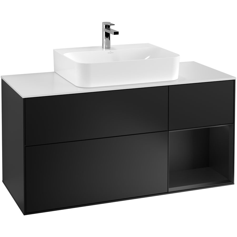 Wastafelonderkast Finion 1200x603x501mm Black Matt Lacquer G171PDPD