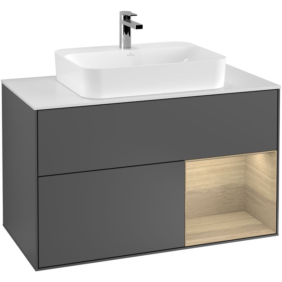 Wastafelonderkast Finion 1000x603x501mm Antr. Matt Lacquer F371PCGK