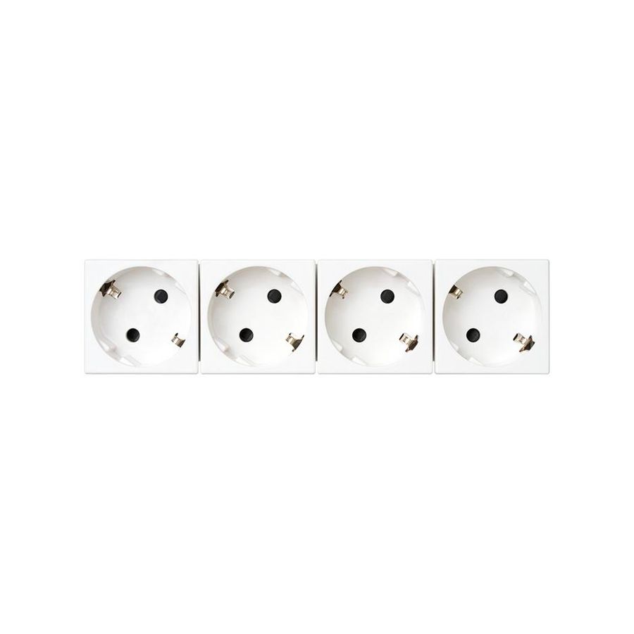 4x Schuko Wandcontactdoos wit met randaarde 16A 250V 45x45mm