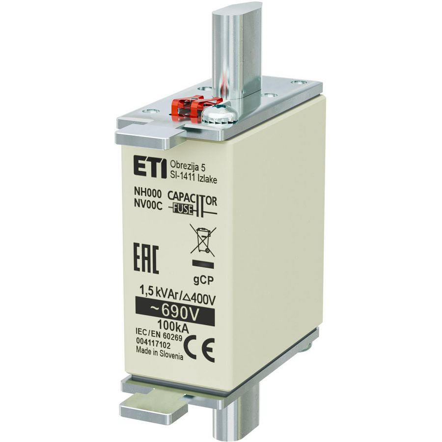 Zekering NH000 gCP 1,5kVAr/690V 4117102 VVE=3