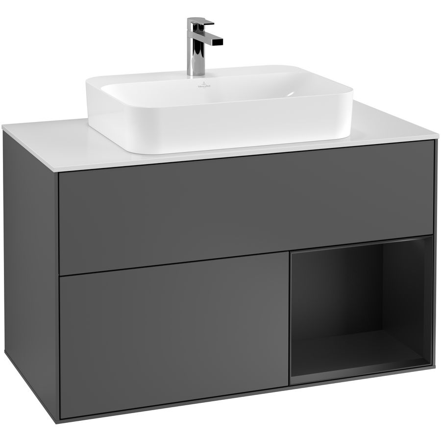 Wastafelonderkast Finion 1000x603x501mm Antr. Matt Lacquer F371PDGK