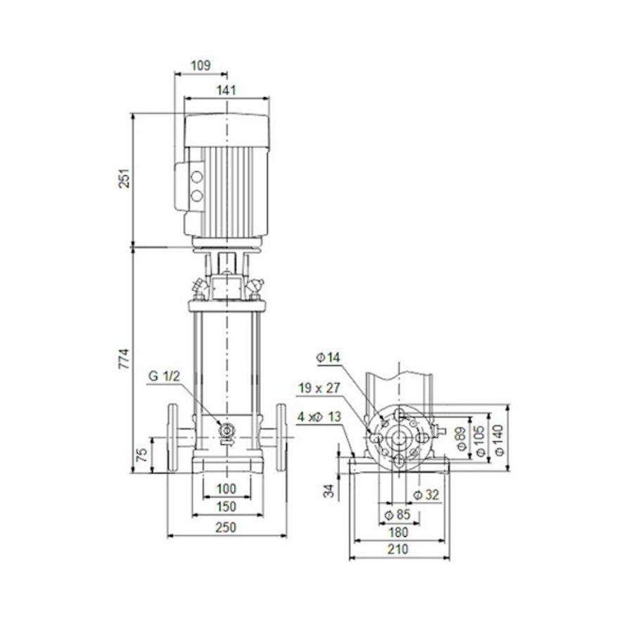 Centrifugaalpomp CRN1S-30 A-FGJ-G-V-HQQV 3x230/400 50 Hz