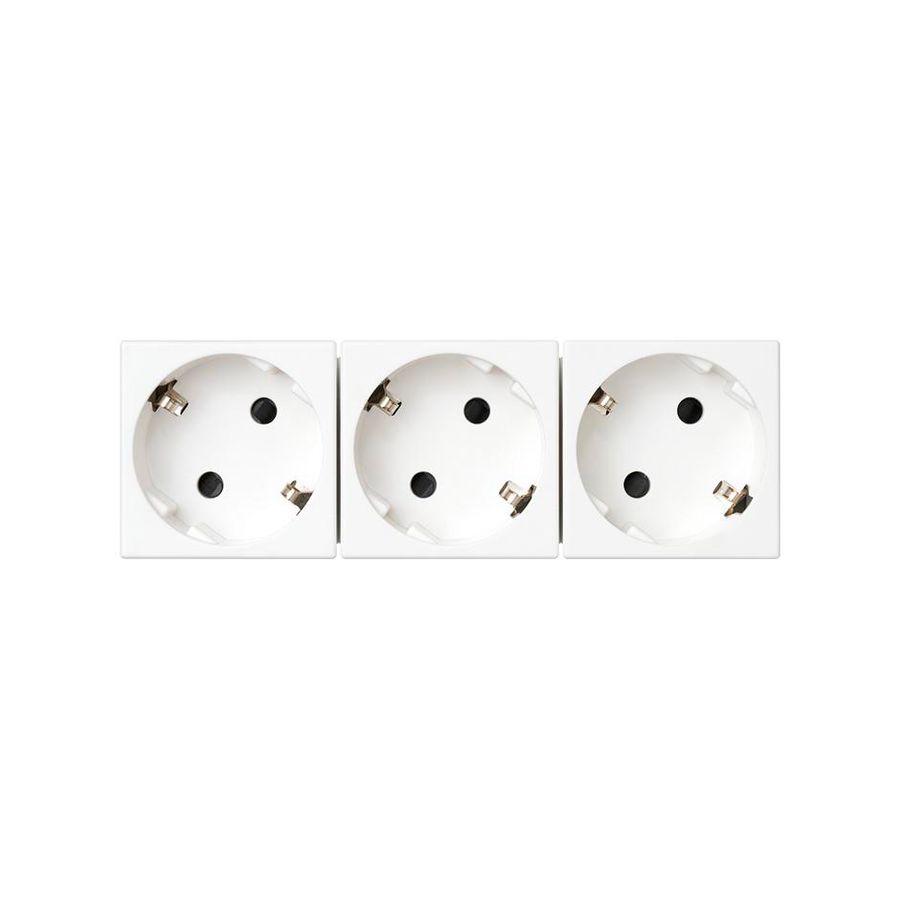 3x Schuko Wandcontactdoos wit met randaarde 16A 250V 45x45mm