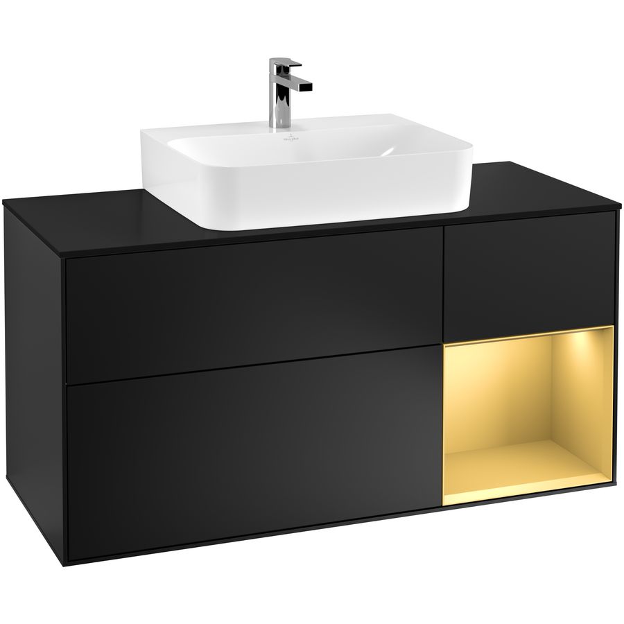 Wastafelonderkast Finion 1200x603x501mm Black Matt Lacquer G172HFPD