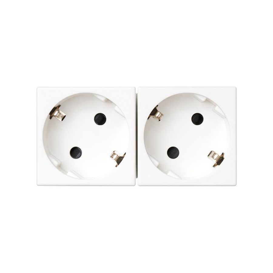 2x Schuko Wandcontactdoos wit met randaarde 16A 250V 45x45mm