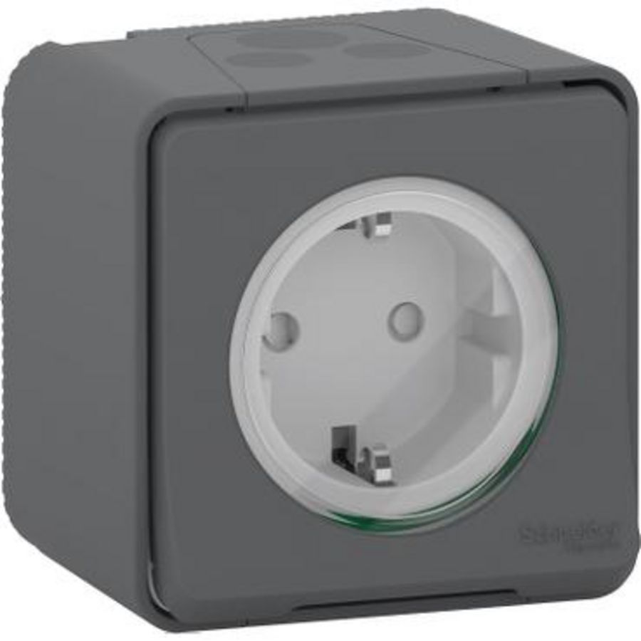 Wandcontactdoos 1V IP55 Grijs / Antraciet Mureva Styl DIY