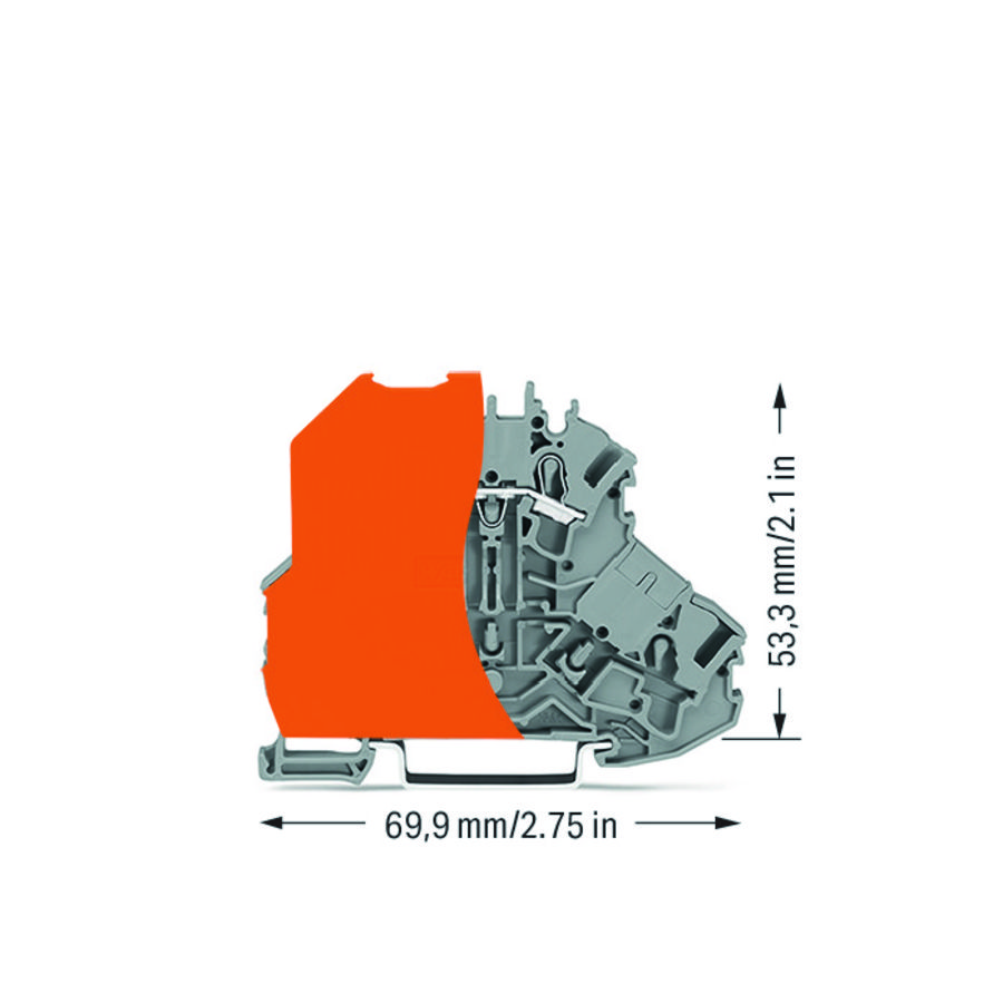 2-etageklem oranje scheidingswand L grijs VVE=50