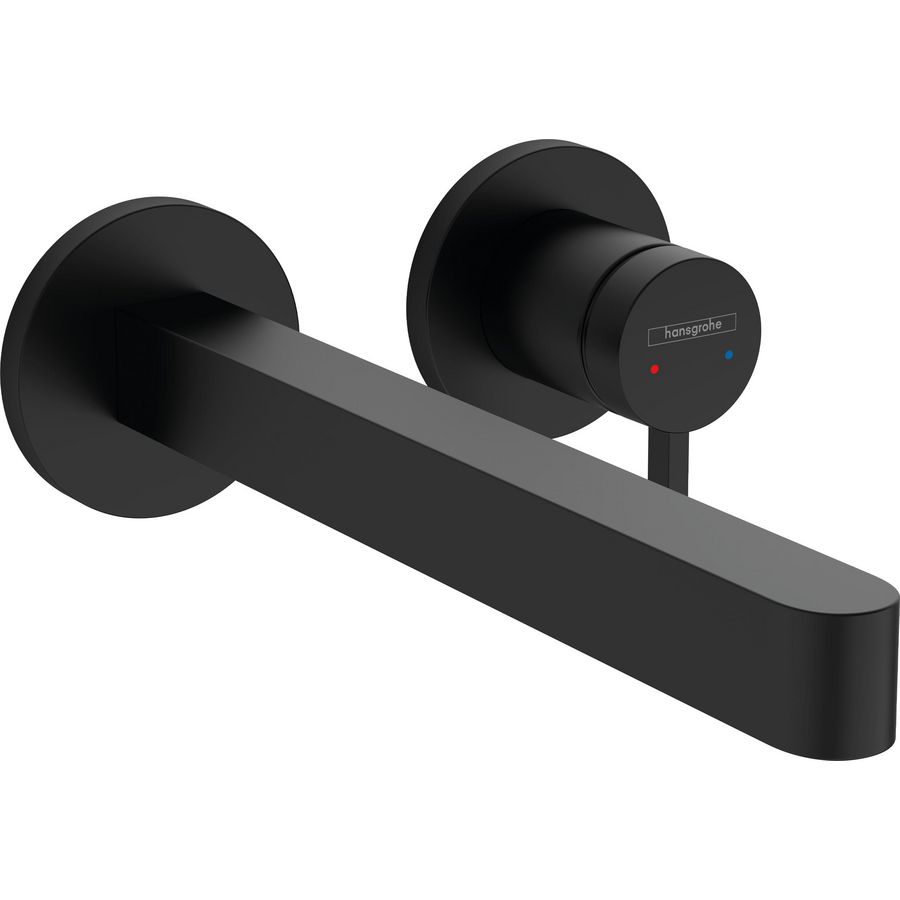 Afbouwdeel Finoris 2-gats wandmengkraan mat zwart sprong 228mm incl. push-open plug 1.1/4"