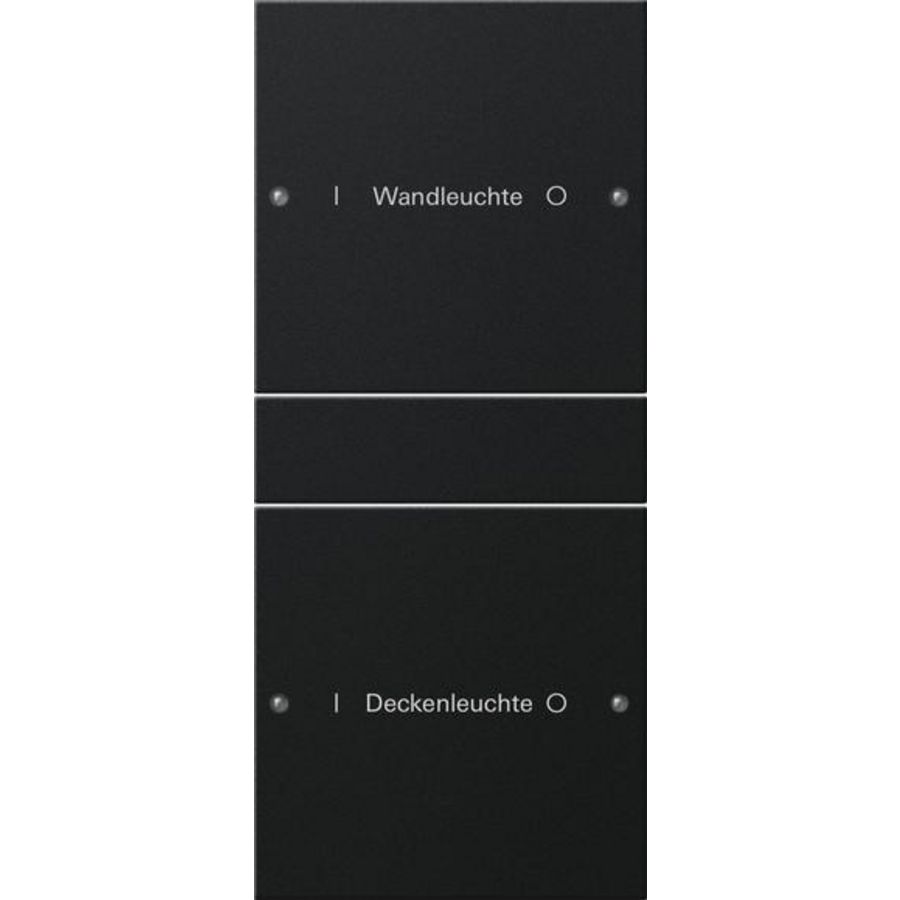 Wippenset 2-voudig (1+1) beschr. System 55 zwart m(gel.)