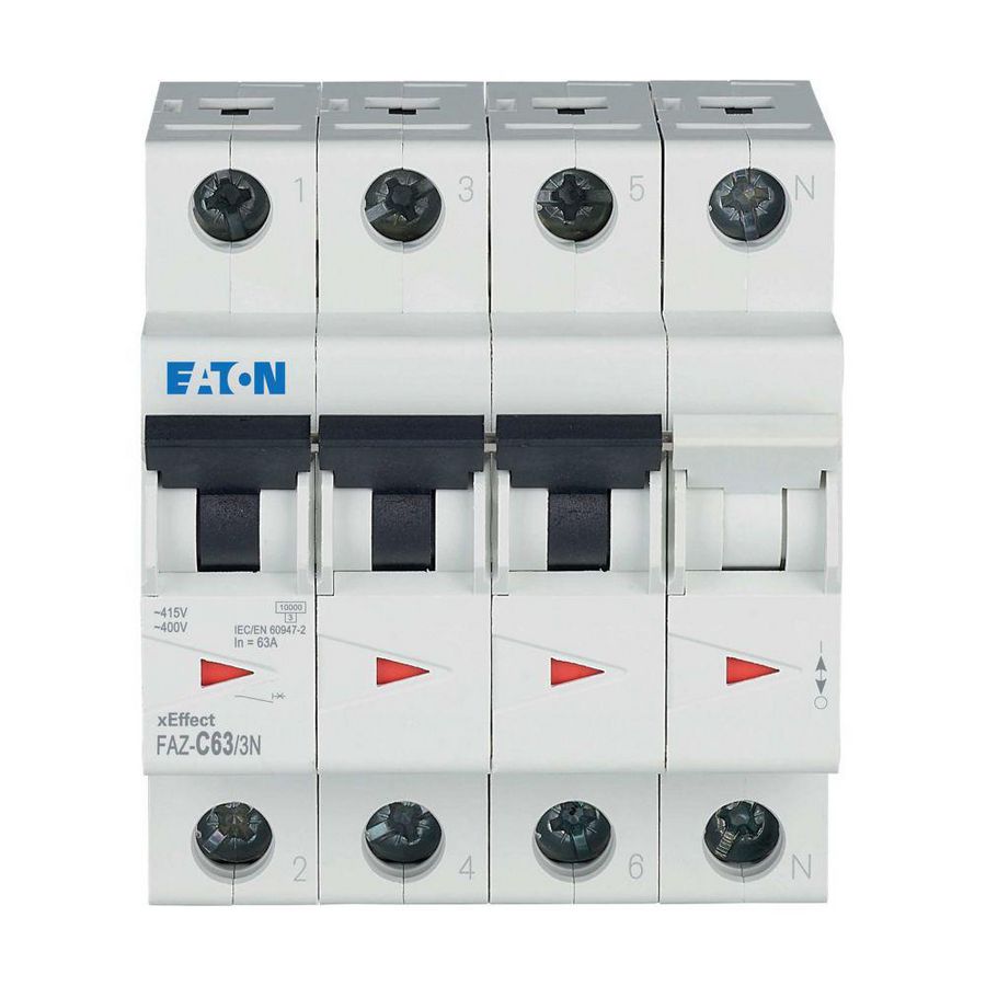installatieautomaat (MCB) FAZ 3-polig + Nul 63A C-karakteristiek 15kA