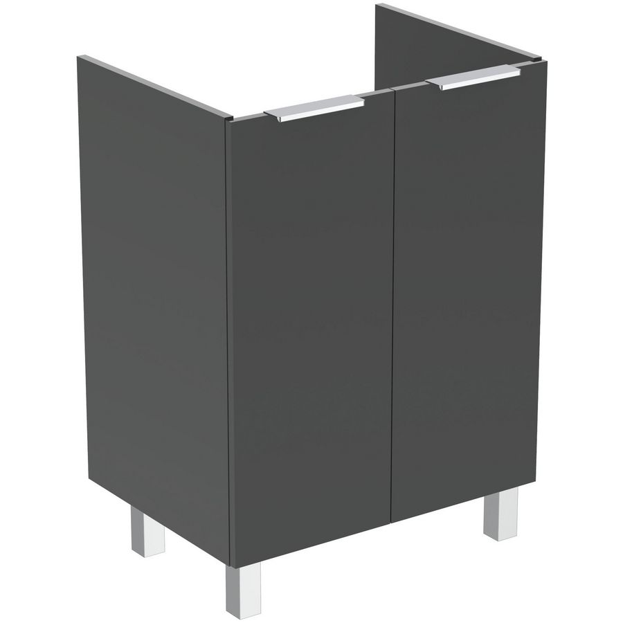 Wastafelmeubel 600x440x825mm m. 2 deuren grijs m. poten Tiempo