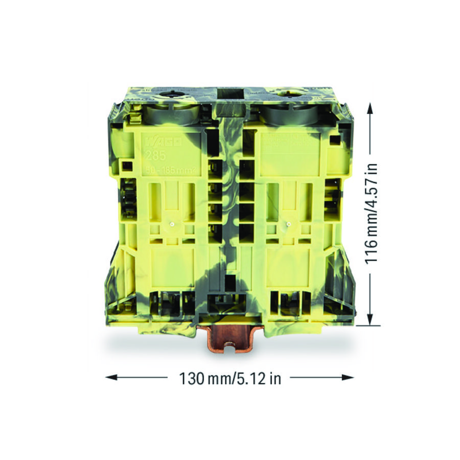 2-draads rijgklem 185mm² markeringsh. zijkant 285-1181 VVE=5