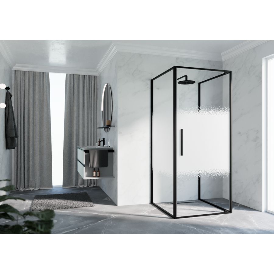 Draaideur RIGA G 660-690x2000mm Rose-1 motief profiel zwart