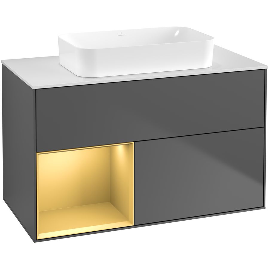 Wastafelonderkast Finion 1000x603x501mm Antr. Matt Lacquer F651HFGK