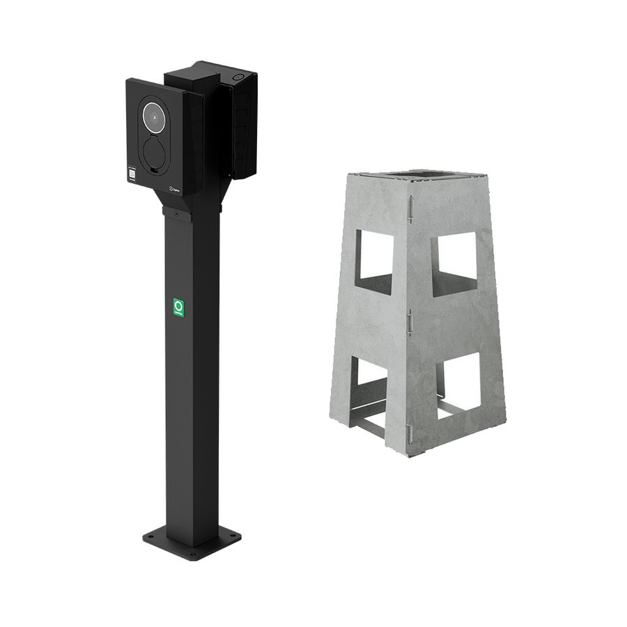 Montagepaal incl Sokkel incl 2x Zaptec Go montageplaat,