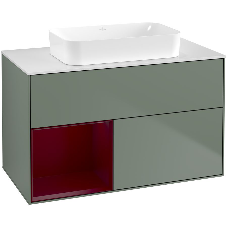 Wastafelonderkast Finion 1000x603x501mm Olive Matt Lacquer G651HBGM