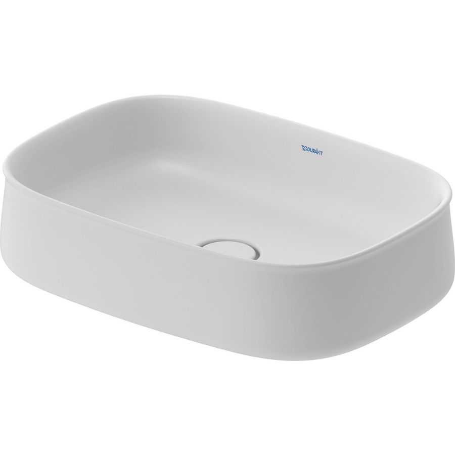 Zencha #237355 Opzetwastafel wit Zijdemat 550mm geslepen zonder kraangat