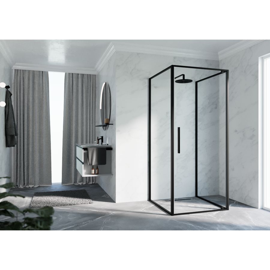 Draaideur RIGA G 660-690x2000mm helder glas profiel zwart