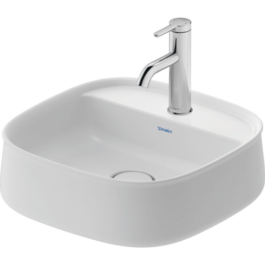 Zencha #237442 Opzetwastafel wit Zijdemat 420mm geslepen met kraangat