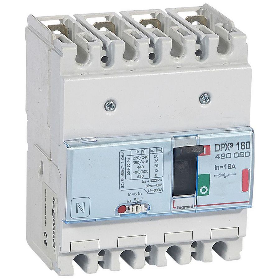 Vermogenschakelaar 160 Thermomagn. 16A 4-polig 36kA DPX3