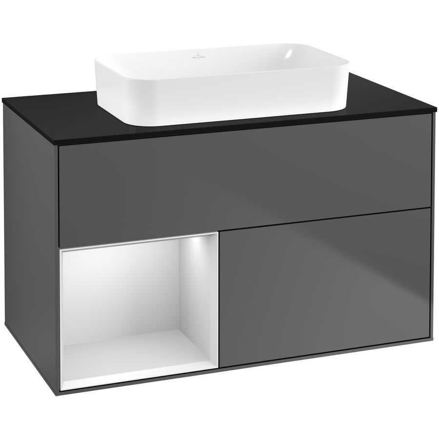 Wastafelonderkast Finion 1000x603x501mm Antr. Matt Lacquer F652MTGK
