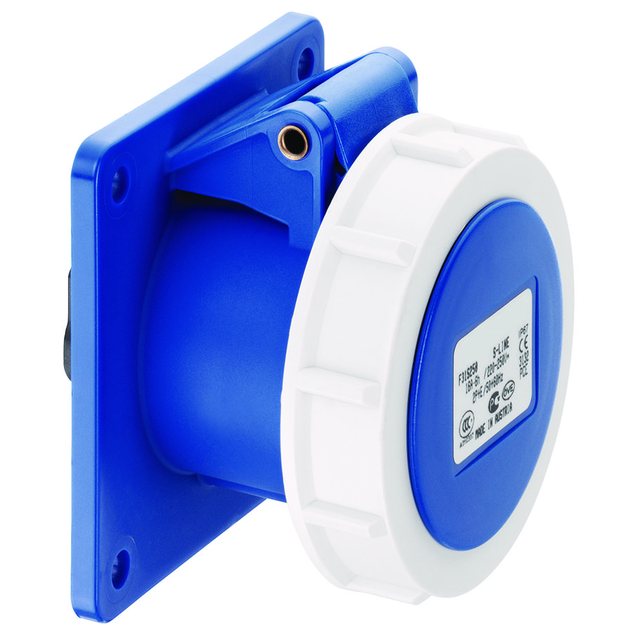 Flenscontactdoos CEE recht IP67 16A 3P 230V 6h blauw VVE=10