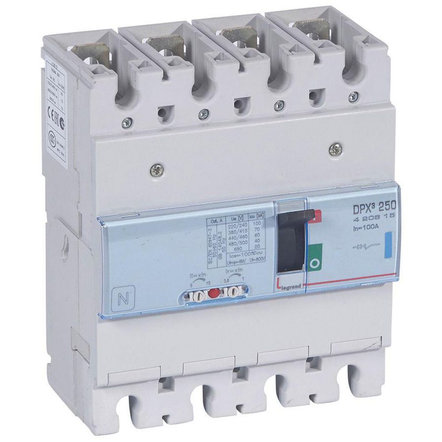 Vermogensschakelaar 250 Thermomagn. 100A 4-polig 70kA DPX3