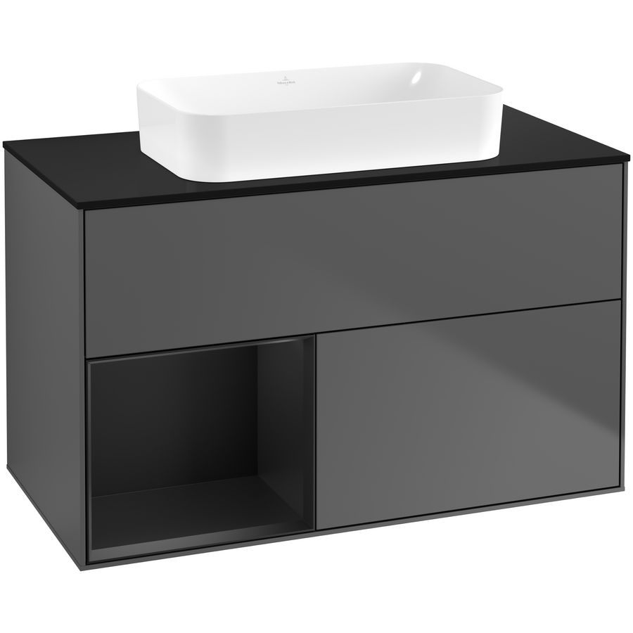 Wastafelonderkast Finion 1000x603x501mm Antr. Matt Lacquer F652PDGK