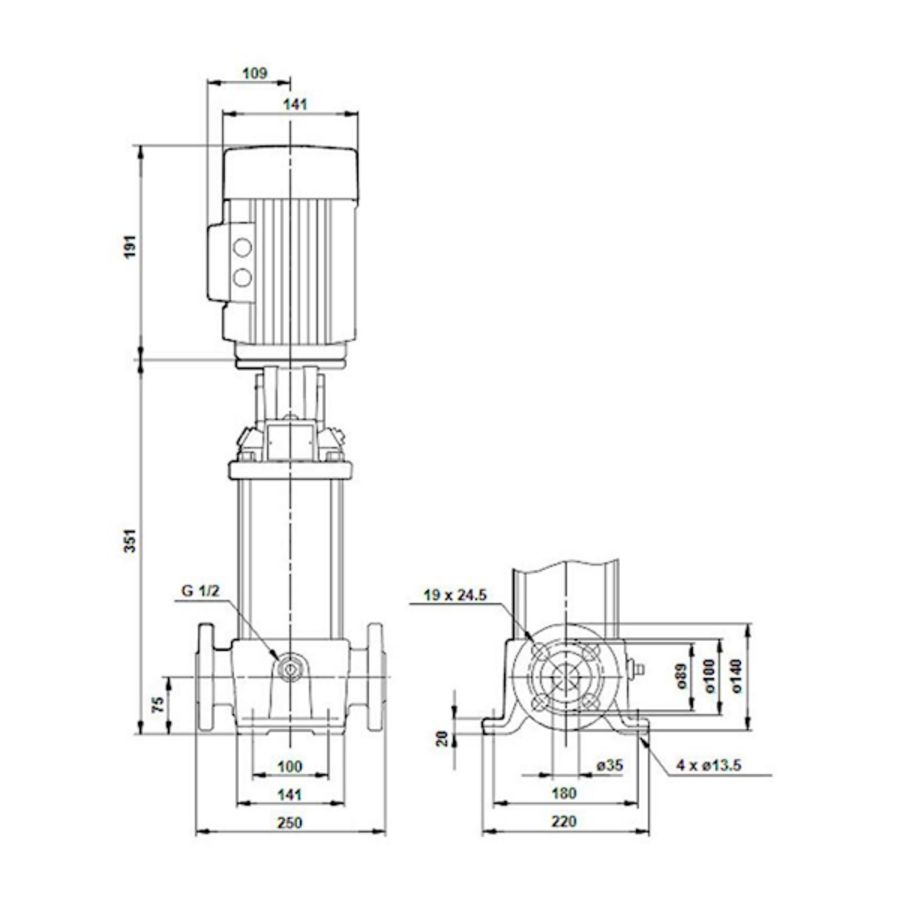 Centrifugaalpomp CR1-7 A-FGJ-A-E-HQQE 3x230/400 50 Hz
