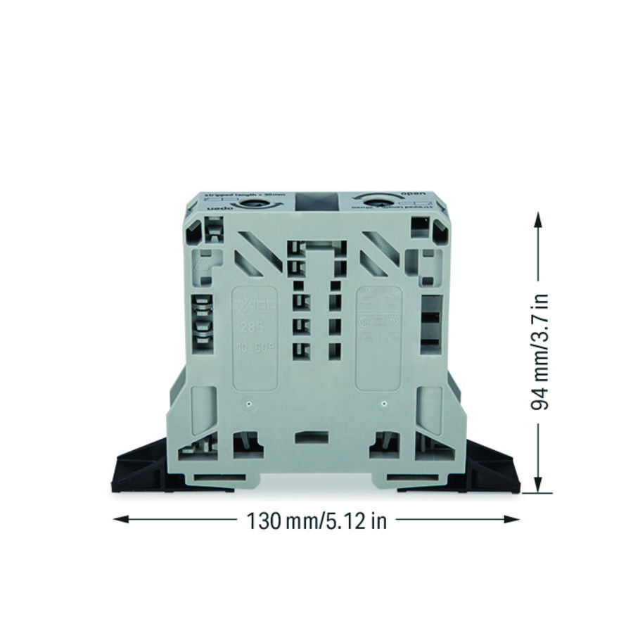 2-draads rijgklem 50mm² markeringsh. zijkant 285-141 VVE=5