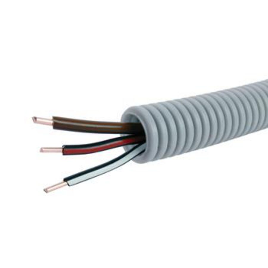 Rol a 100m. voorbedrade flexibele elektrobuis FlexPP grijs 16mm BR/WZ/RZ 1x2,5+2x1,5