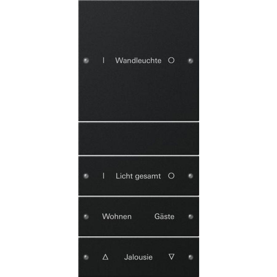Wippenset 4-voudig (1+3) beschr. System 55 zwart m(gel.)