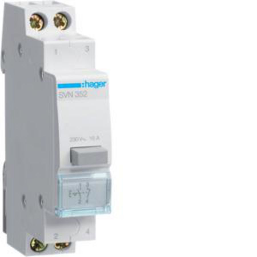 Drukknopschakelaar 1 maak + 1 verbreek 16A 230V AC