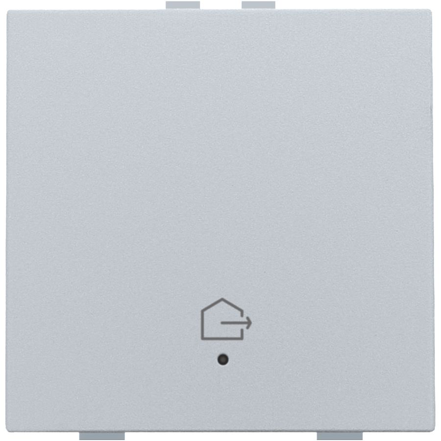 Enkelv. drukknop led symbool "woning verlaten" sterling