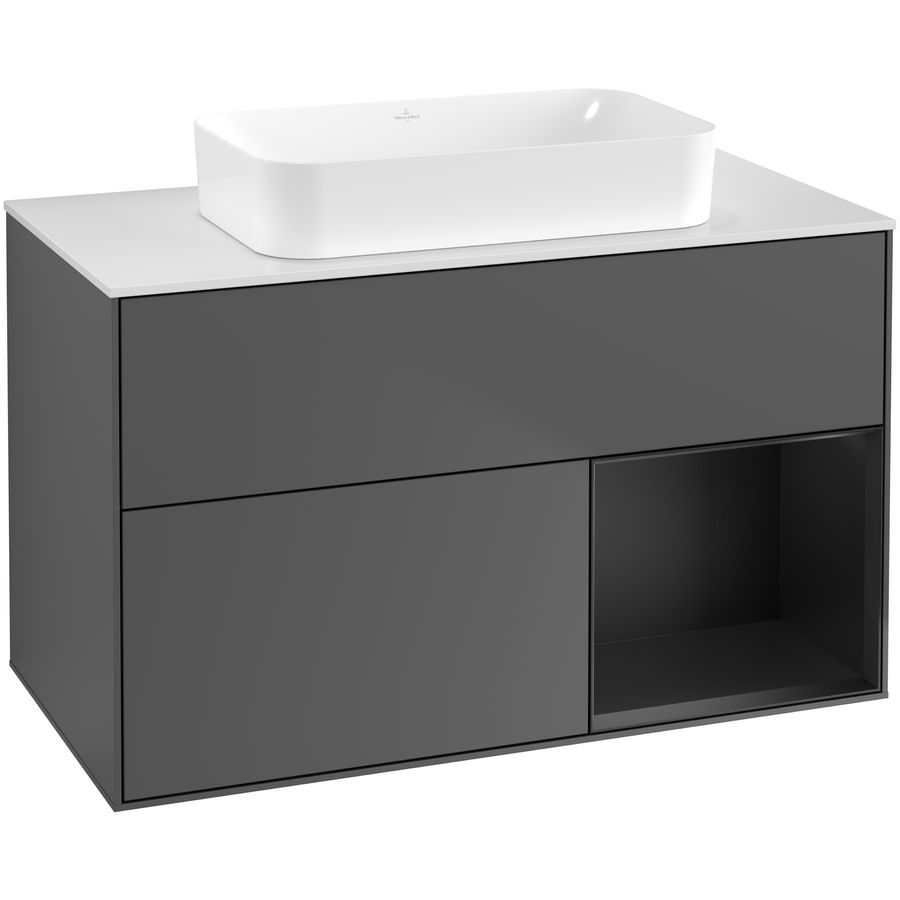 Wastafelonderkast Finion 1000x603x501mm Antr. Matt Lacquer F661PDGK